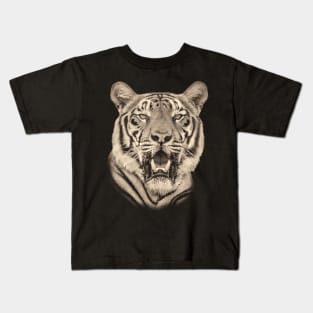 Bengal Tiger Portrait in Vintage Sepia Kids T-Shirt